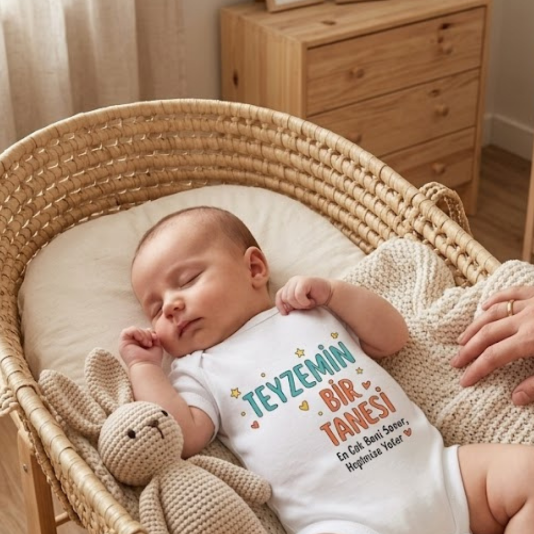 Teyzemin Bir Tanesi Yazılı Komik Tasarımlı Bebek Body %100 Pamuk Zıbın
