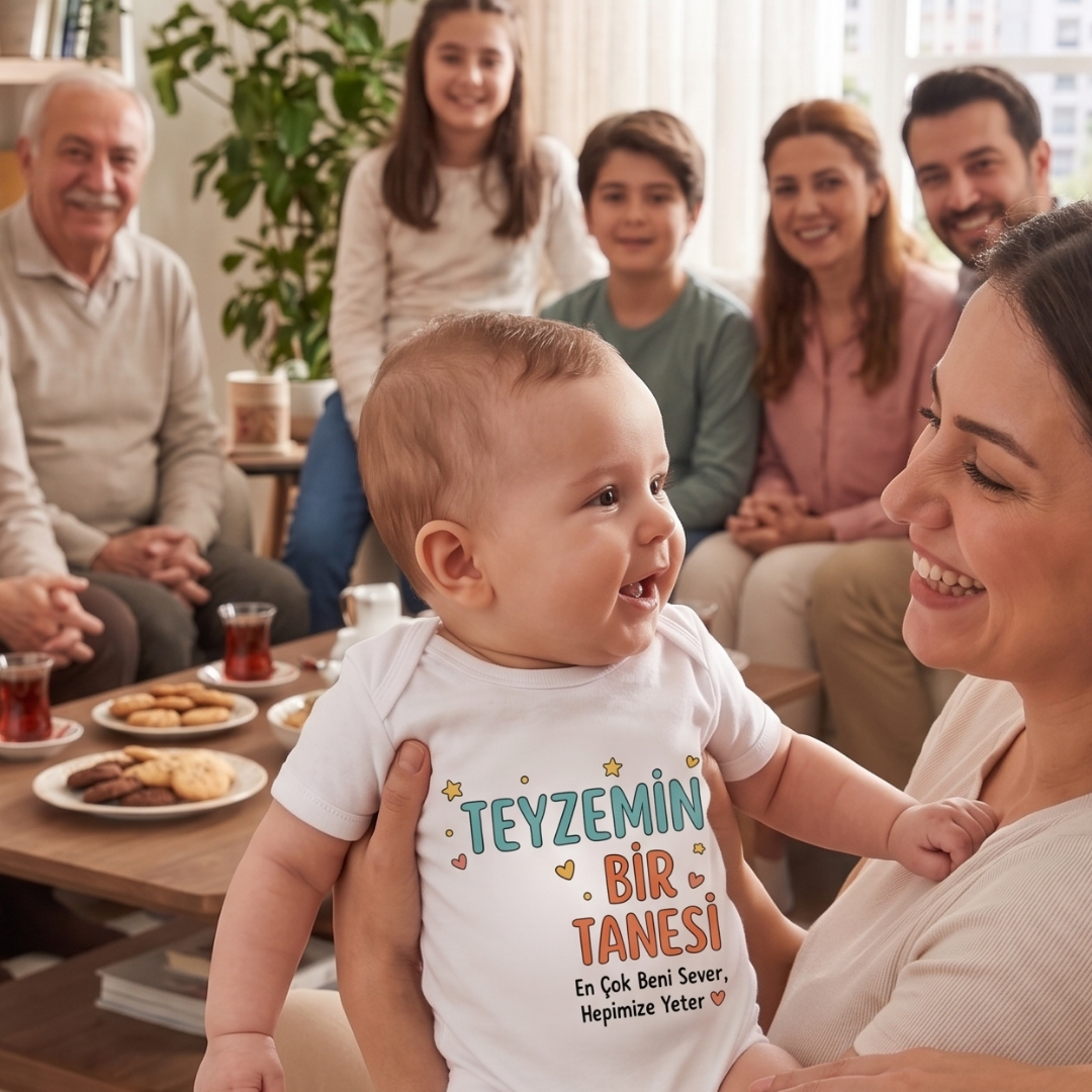 Teyzemin Bir Tanesi Yazılı Komik Tasarımlı Bebek Body %100 Pamuk Zıbın