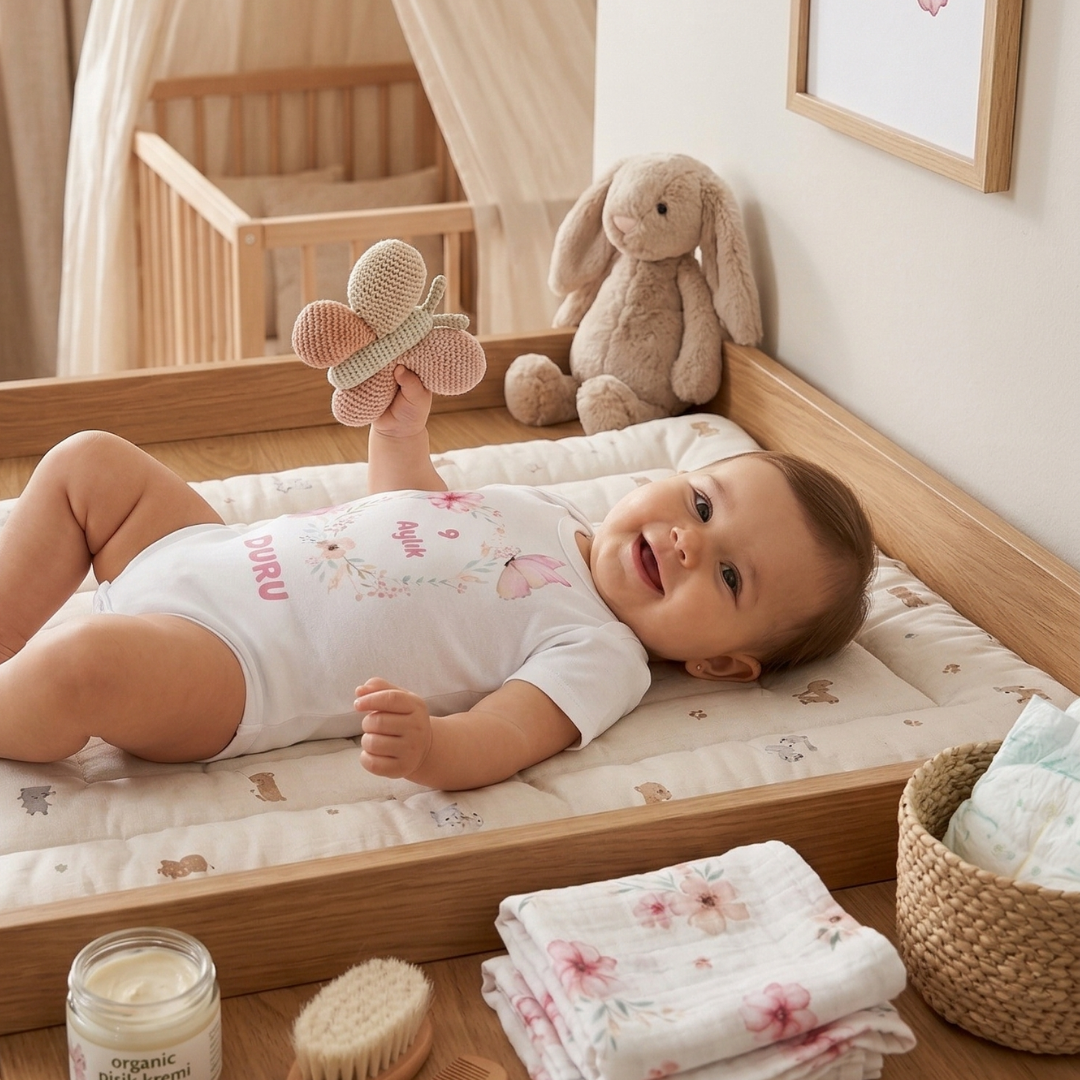 İsme Özel 12'li Aylık Bebek Hatıra Seti - Fotoğraf Çekim Zıbınları - Model2