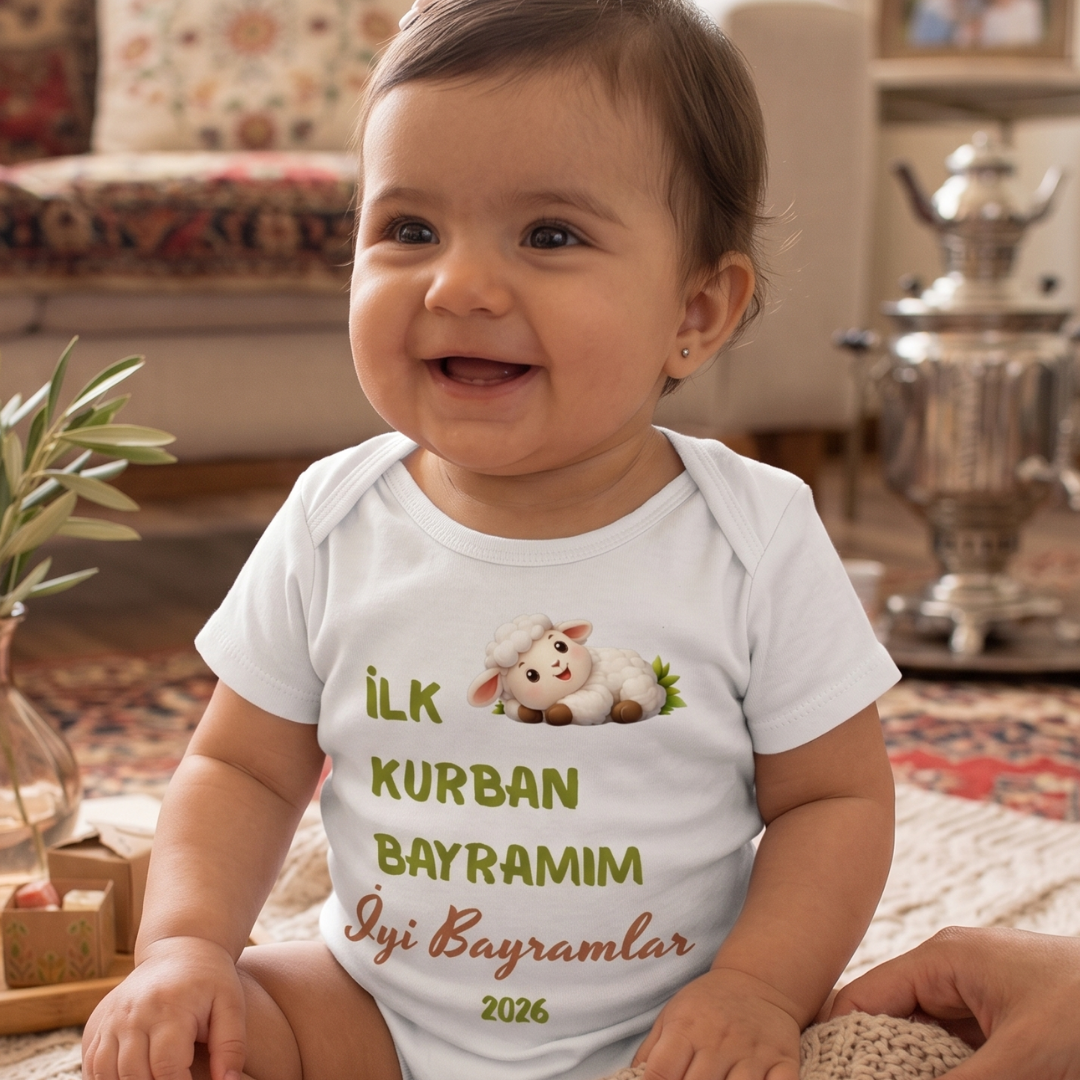 Esprili Bayram Temalı Bebek Zıbın %100 Pamuklu Bebek Body