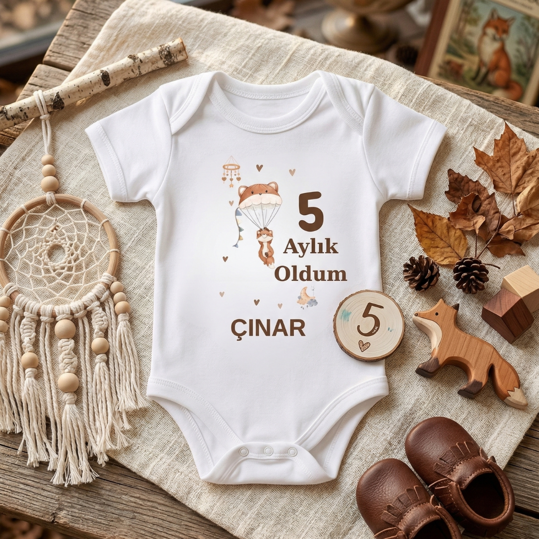 İsme Özel 12'li Aylık Bebek Hatıra Seti - Fotoğraf Çekim Zıbınları -Model4
