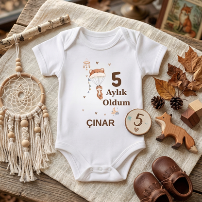 İsme Özel 12'li Aylık Bebek Hatıra Seti - Fotoğraf Çekim Zıbınları -Model4