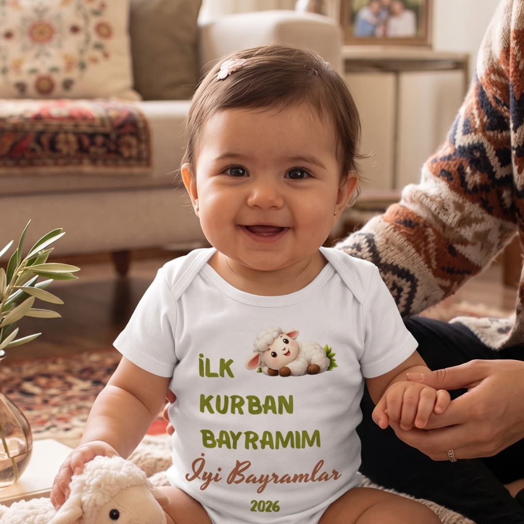 Esprili Bayram Temalı Bebek Zıbın %100 Pamuklu Bebek Body