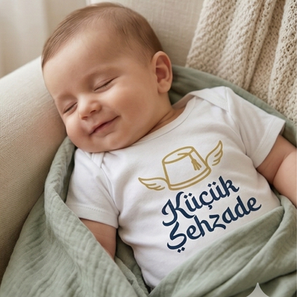 "Şehzade" Temalı Esprili Sünnet Çocuğu Zıbını - Sünnet Hatırası %100 Pamuklu Body