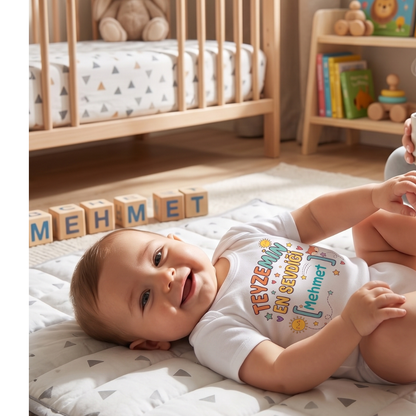 İsimli Kişiye Özel Teyze Temalı Teyzemin En Sevdiği Tasarımlı Bebek Zıbın Body %100 Pamuk
