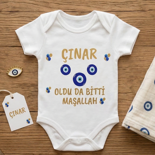 Kişiye Özel İsimli Sünnet Mevlüt Zıbını - %100 Pamuklu Bebek Body