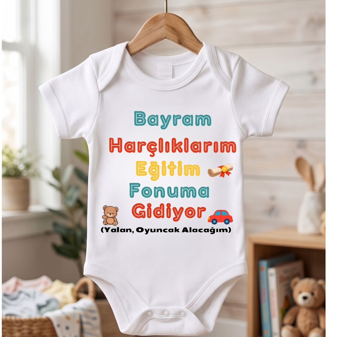 Esprili Bayram Temalı Bebek Zıbın %100 Pamuklu Bebek Body