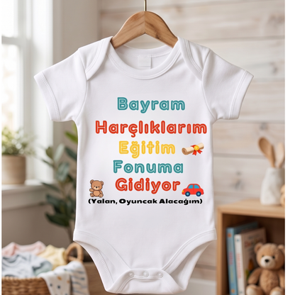 Esprili Bayram Temalı Bebek Zıbın %100 Pamuklu Bebek Body