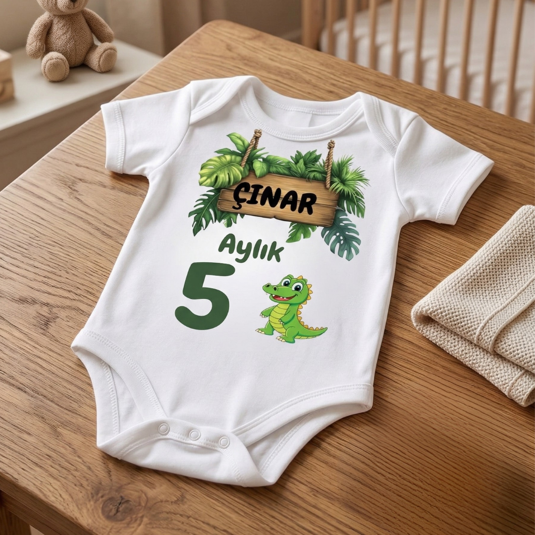 İsme Özel 12'li Aylık Bebek Hatıra Seti - Fotoğraf Çekim Zıbınları -Model3