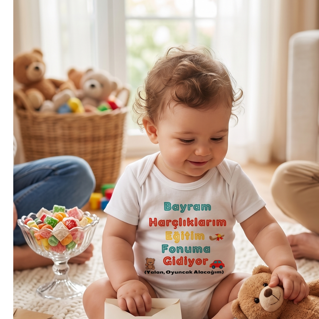 Esprili Bayram Temalı Bebek Zıbın %100 Pamuklu Bebek Body