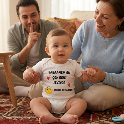 Babaannem Beni Çok Seviyor Tasarımlı Eğlenceli Bebek Body Zıbın