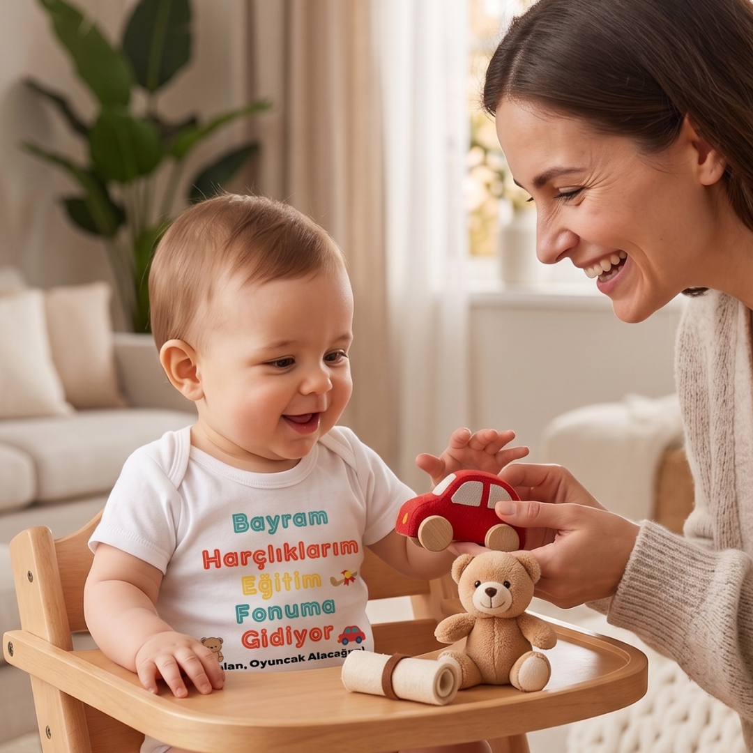 Esprili Bayram Temalı Bebek Zıbın %100 Pamuklu Bebek Body