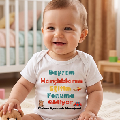 Esprili Bayram Temalı Bebek Zıbın %100 Pamuklu Bebek Body