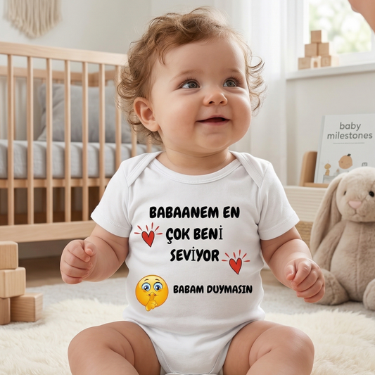 Babaannem Beni Çok Seviyor Tasarımlı Eğlenceli Bebek Body Zıbın