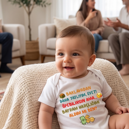 Esprili Bayram Temalı Bebek Zıbın %100 Pamuklu Bebek Body