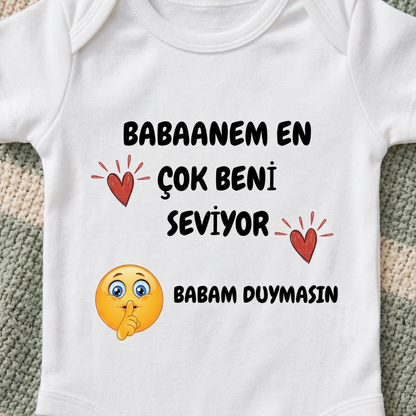 Babaannem Beni Çok Seviyor Tasarımlı Eğlenceli Bebek Body Zıbın