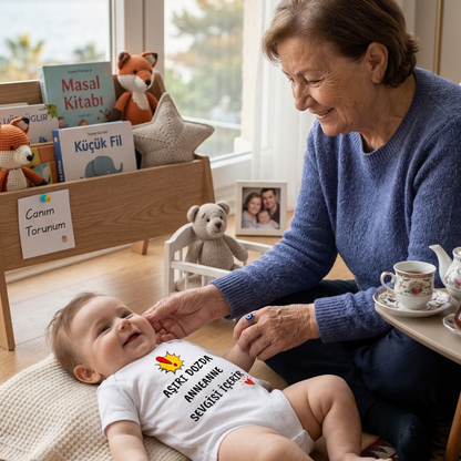 Anneannem Beni Çok Seviyor Temalı Bebek Body %100 Pamuk Zıbın