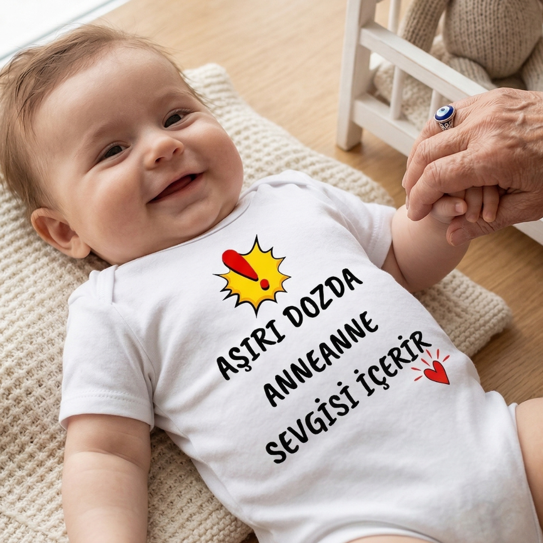 Anneannem Beni Çok Seviyor Temalı Bebek Body %100 Pamuk Zıbın