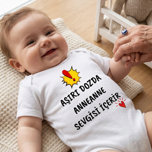 Anneannem Beni Çok Seviyor Temalı Bebek Body %100 Pamuk Zıbın