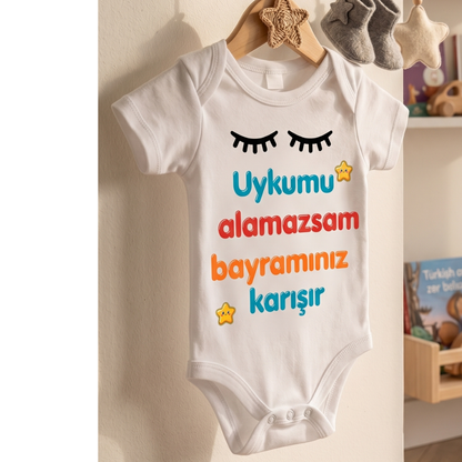 Esprili Bayram Temalı Bebek Zıbın %100 Pamuklu Bebek Body