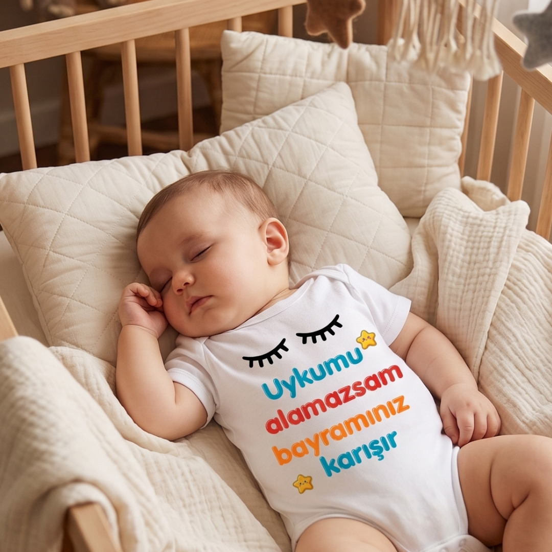 Esprili Bayram Temalı Bebek Zıbın %100 Pamuklu Bebek Body
