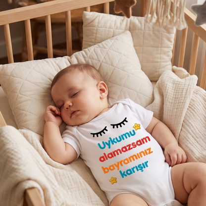 Esprili Bayram Temalı Bebek Zıbın %100 Pamuklu Bebek Body