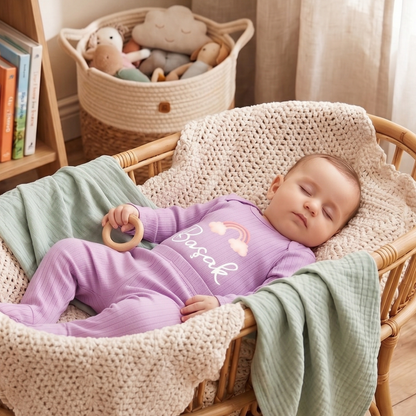 İsimli Kişiye Özel Yenidoğan Hastane Çıkışı 2 li Bebek Takım %100 Pamuk Zıbın ve Pantalon Kız Bebek