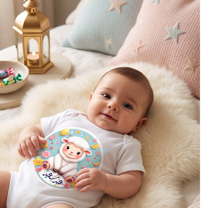 Esprili Bayram Temalı Bebek Zıbın %100 Pamuklu Bebek Body
