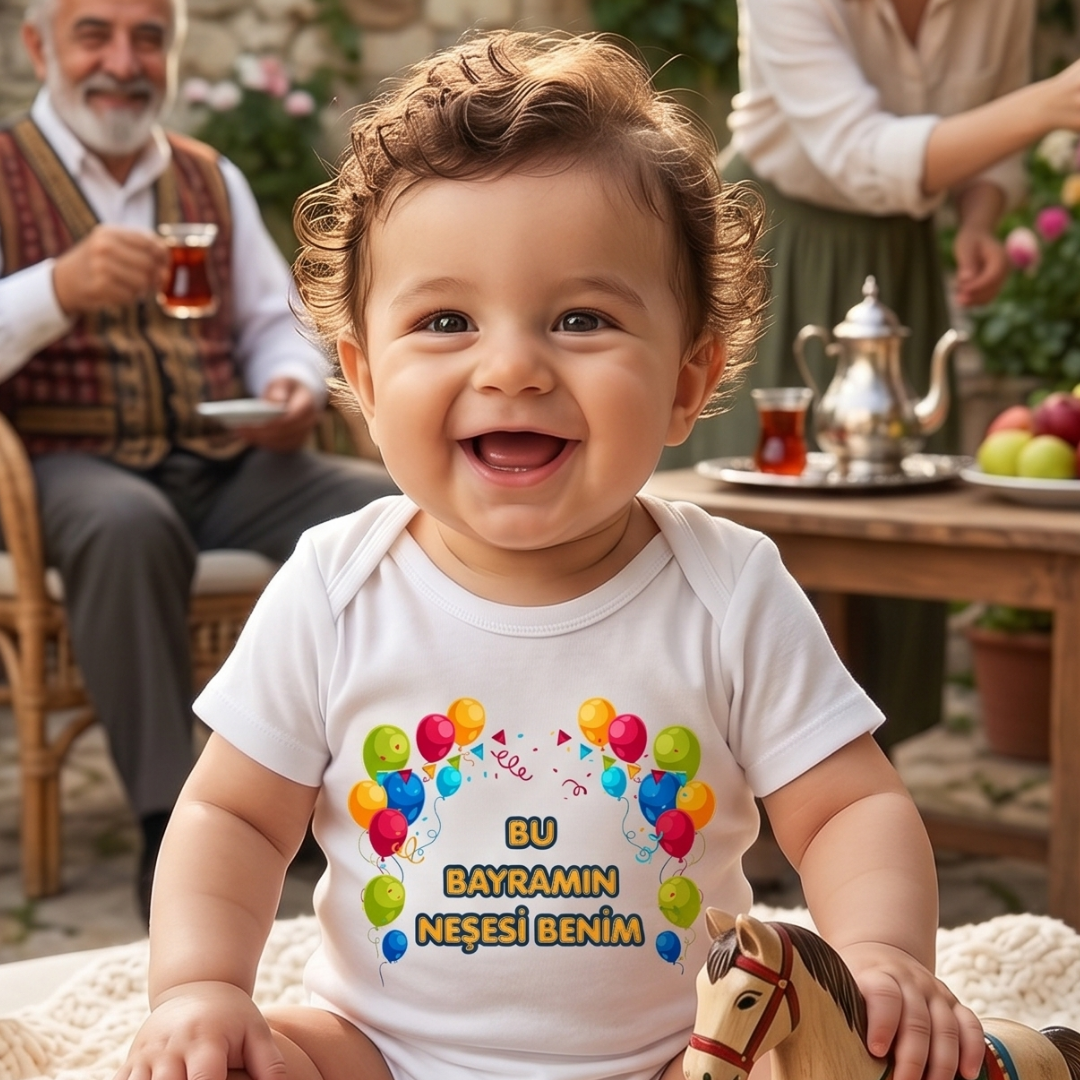 Esprili Bayram Temalı Bebek Zıbın %100 Pamuklu Bebek Body