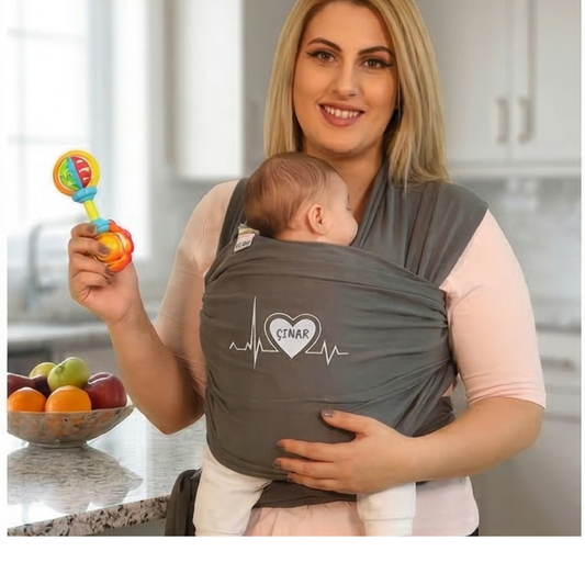 İsimli Bebek Sling Kişiselleştirilebilir Bebek Taşıma Şalı
