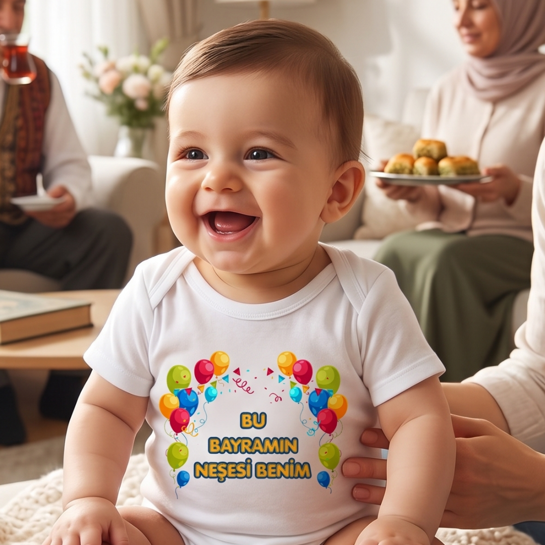 Esprili Bayram Temalı Bebek Zıbın %100 Pamuklu Bebek Body