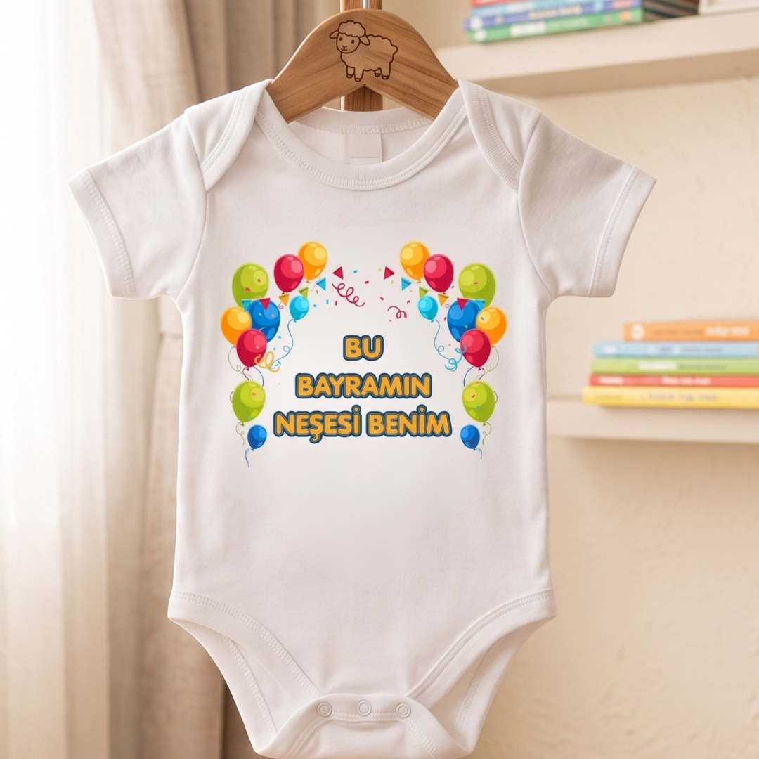 Esprili Bayram Temalı Bebek Zıbın %100 Pamuklu Bebek Body