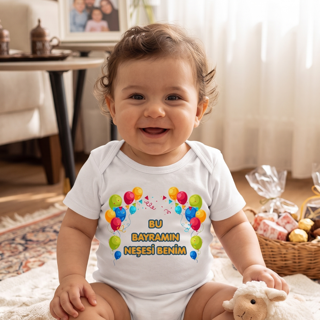 Esprili Bayram Temalı Bebek Zıbın %100 Pamuklu Bebek Body