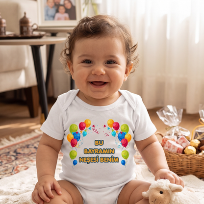 Esprili Bayram Temalı Bebek Zıbın %100 Pamuklu Bebek Body