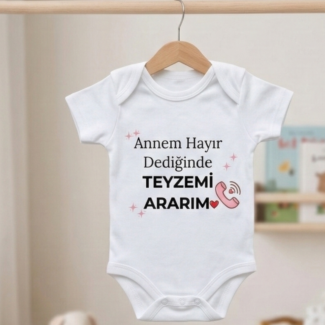 Teyzemi Ararım Temalı Komik Tasarımlı Bebek Body %100 Pamuk Zıbın