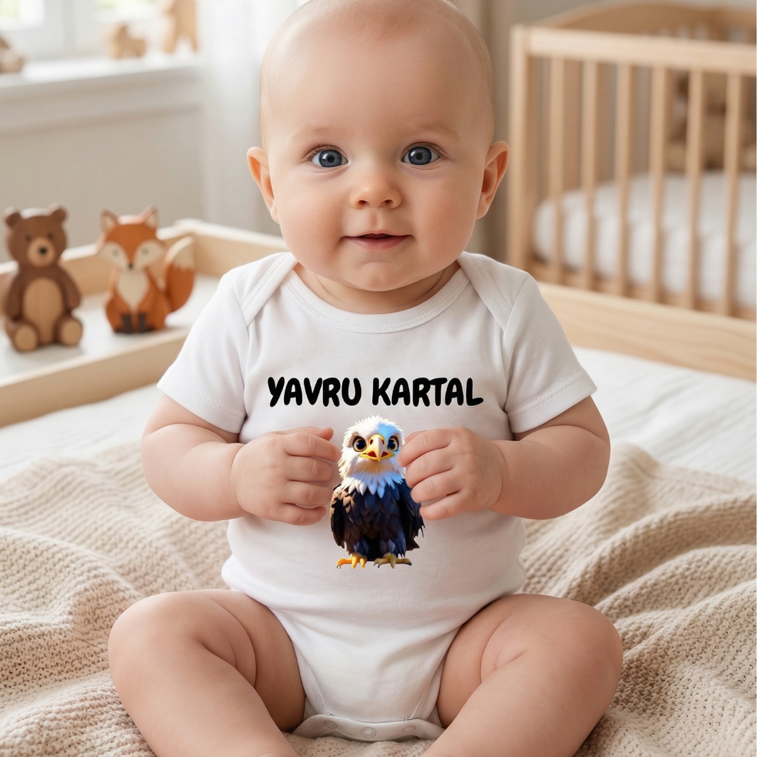 Kartal Taraftar Bebek Body Zıbın Yavru Kartal Siyah Beyaz %100 Pamuk