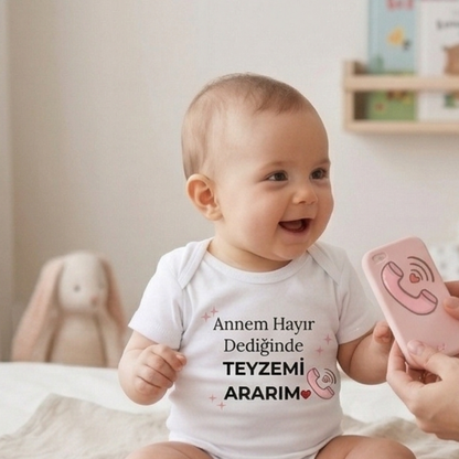 Teyzemi Ararım Temalı Komik Tasarımlı Bebek Body %100 Pamuk Zıbın