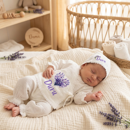 İsimli Kız Bebek Hastane Çıkışı Müslin Set 3 lü