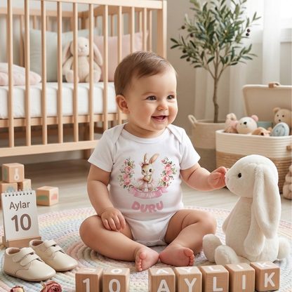 İsme Özel 12'li Aylık Bebek Hatıra Seti - Fotoğraf Çekim Zıbınları- Model1