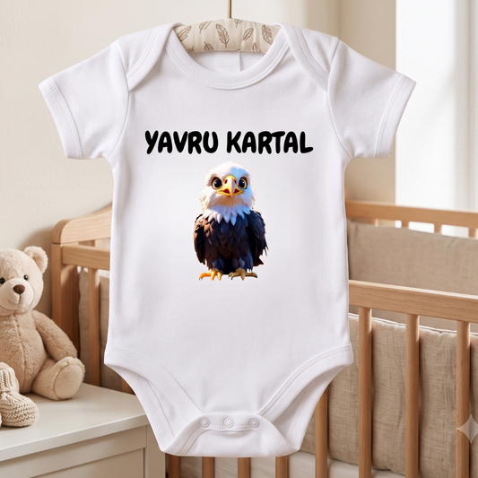 Kartal Taraftar Bebek Body Zıbın Yavru Kartal Siyah Beyaz %100 Pamuk