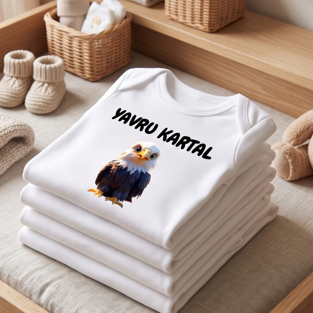 Kartal Taraftar Bebek Body Zıbın Yavru Kartal Siyah Beyaz %100 Pamuk