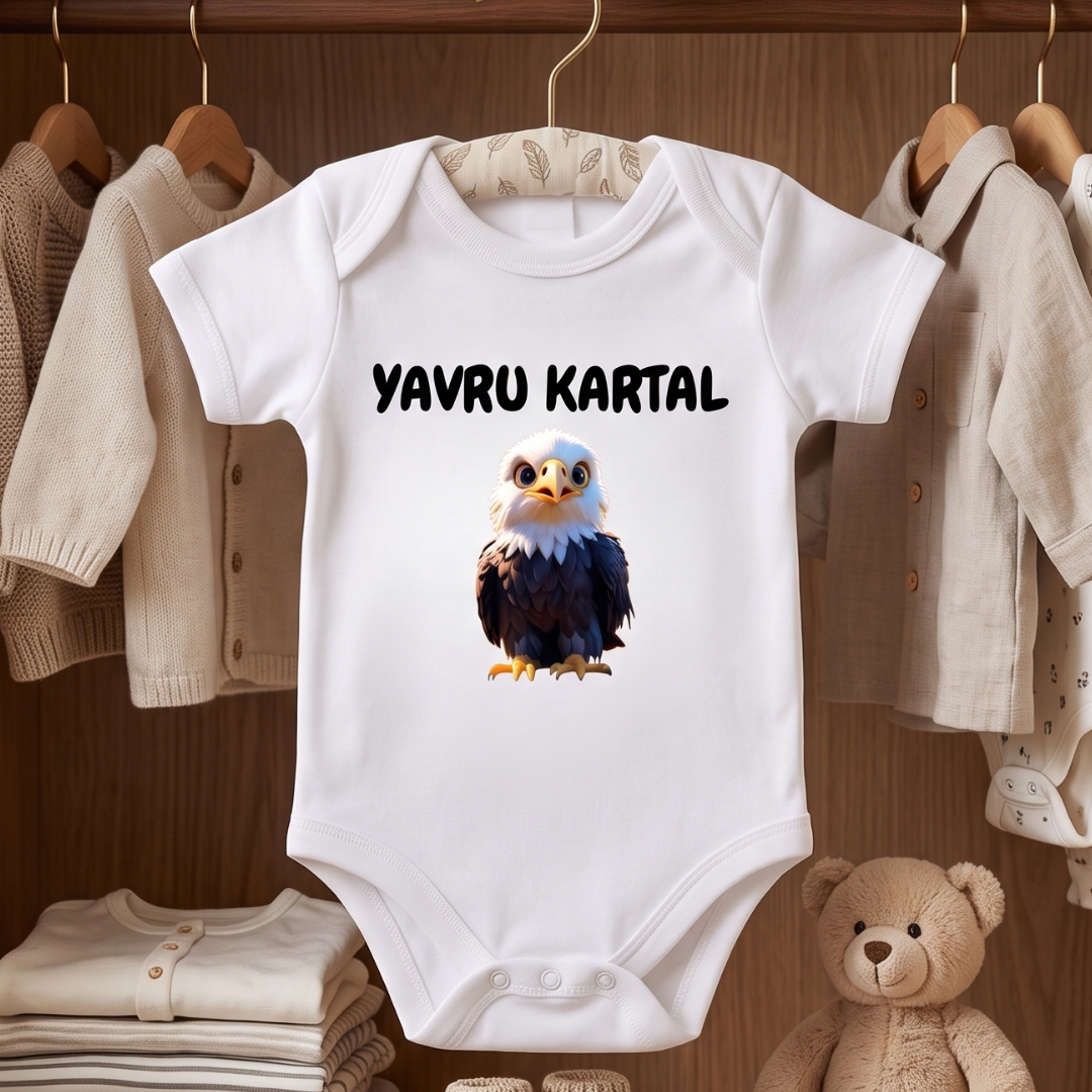 Kartal Taraftar Bebek Body Zıbın Yavru Kartal Siyah Beyaz %100 Pamuk