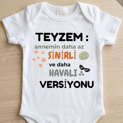 Teyzem Daha Havalı Komik Tasarımlı Bebek Body %100 Pamuk Zıbın