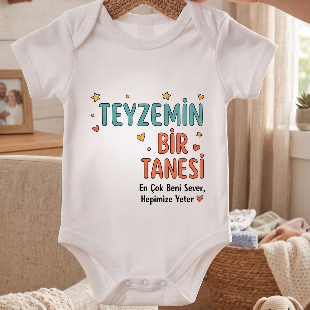Teyzemin Bir Tanesi Yazılı Komik Tasarımlı Bebek Body %100 Pamuk Zıbın