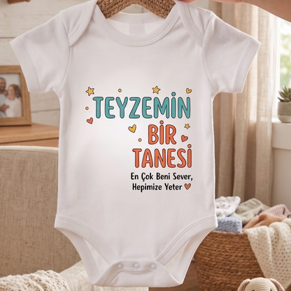 Teyzemin Bir Tanesi Yazılı Komik Tasarımlı Bebek Body %100 Pamuk Zıbın