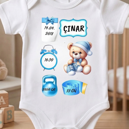 İsimli ve Doğum Bilgili Bebek Hatıra Zıbını Kız Bebek Kuğu