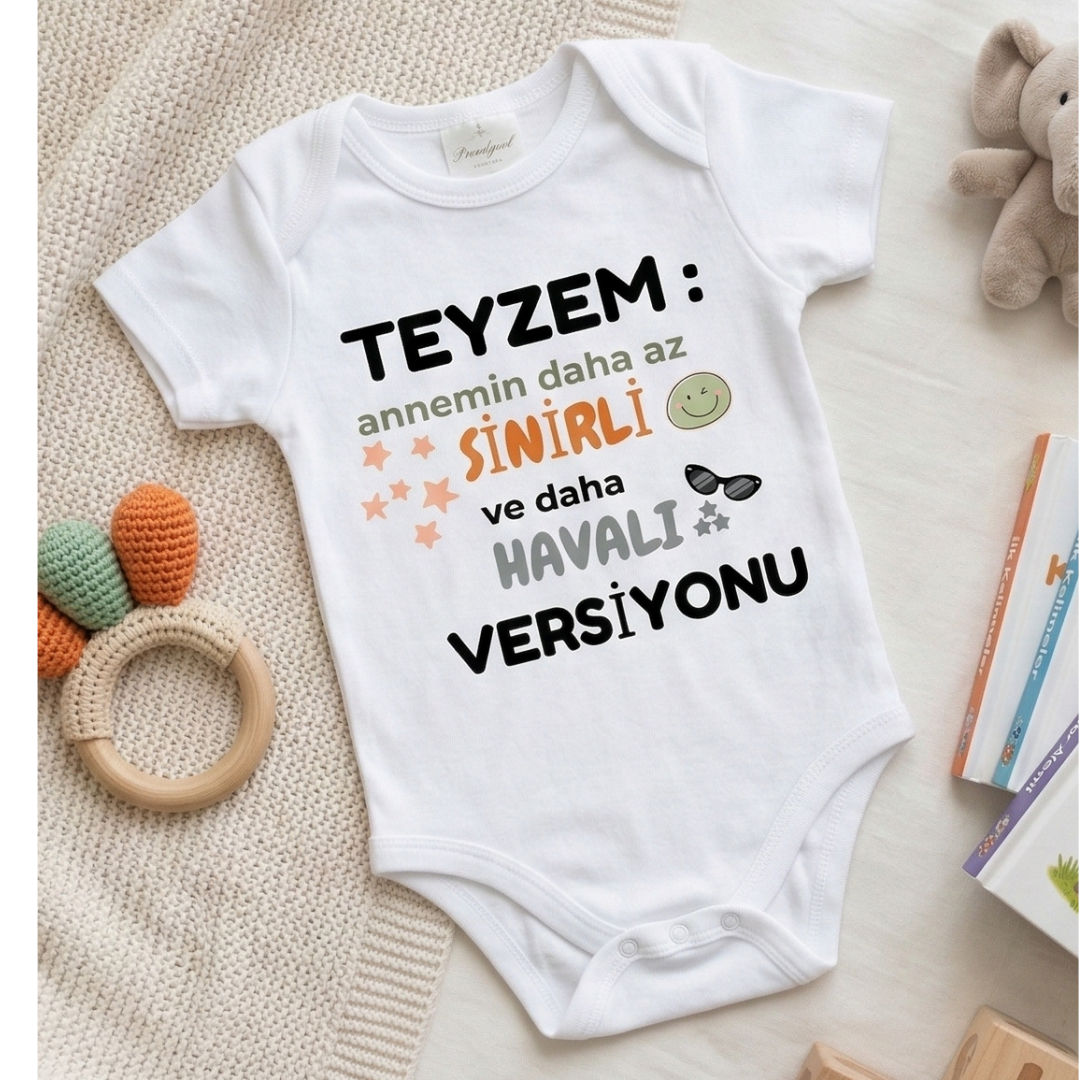 Teyzem Daha Havalı Komik Tasarımlı Bebek Body %100 Pamuk Zıbın