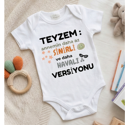 Teyzem Daha Havalı Komik Tasarımlı Bebek Body %100 Pamuk Zıbın
