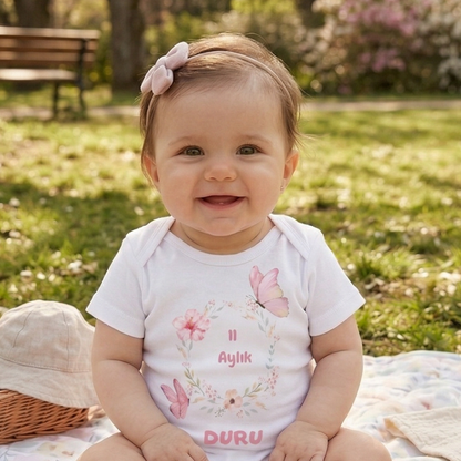 İsme Özel 12'li Aylık Bebek Hatıra Seti - Fotoğraf Çekim Zıbınları - Model2