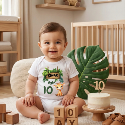 İsme Özel 12'li Aylık Bebek Hatıra Seti - Fotoğraf Çekim Zıbınları -Model3